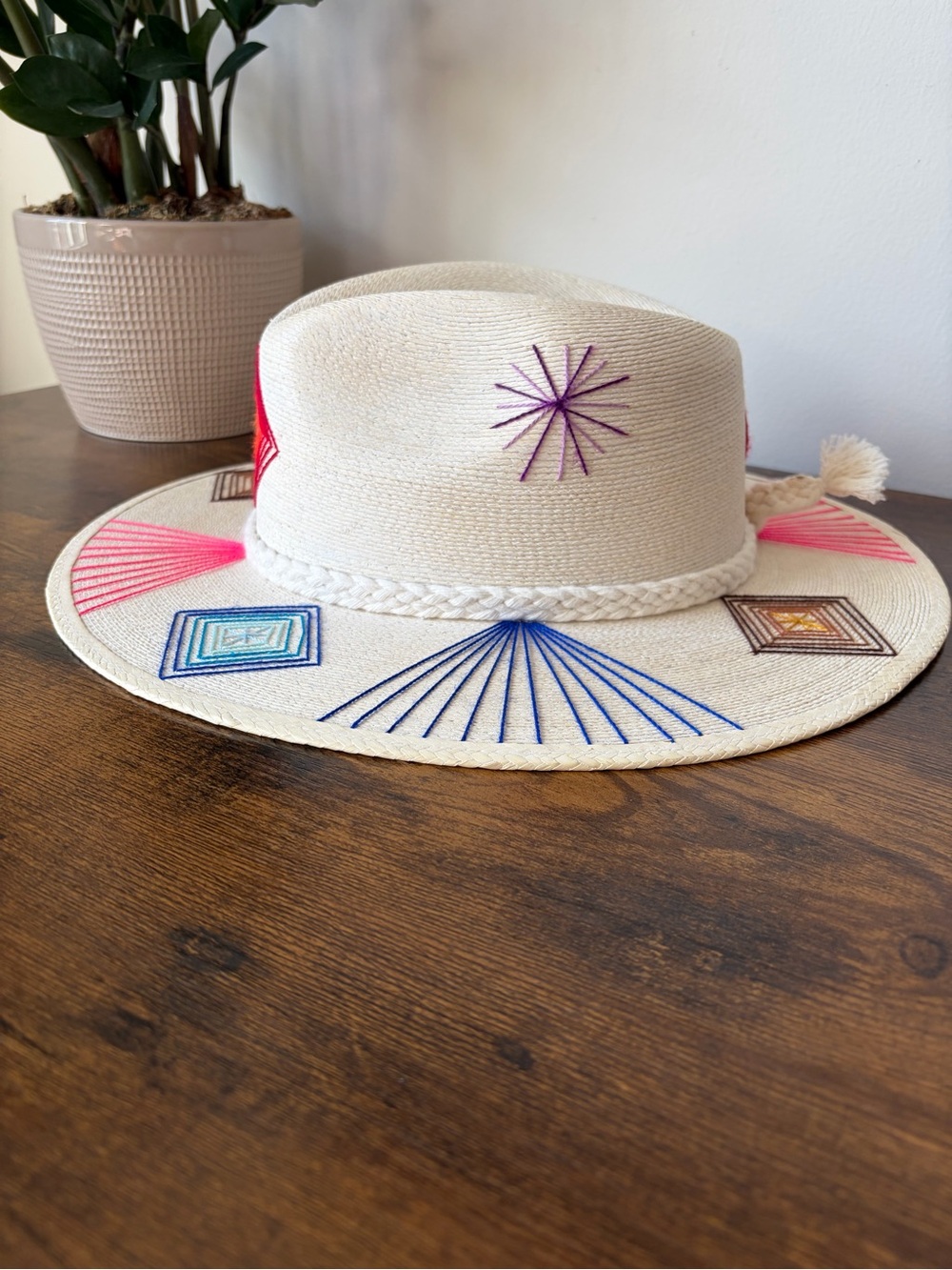 Corazon Playero Luanna Flora Handmade Wide Brim Hat Size Large - Picture 3 of 6